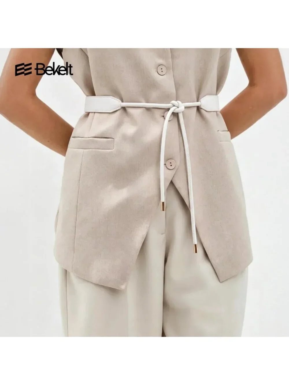 Stylish Leather Tie Belt for Women - Wrap Cinch Knotted Skinny Rope Belt for